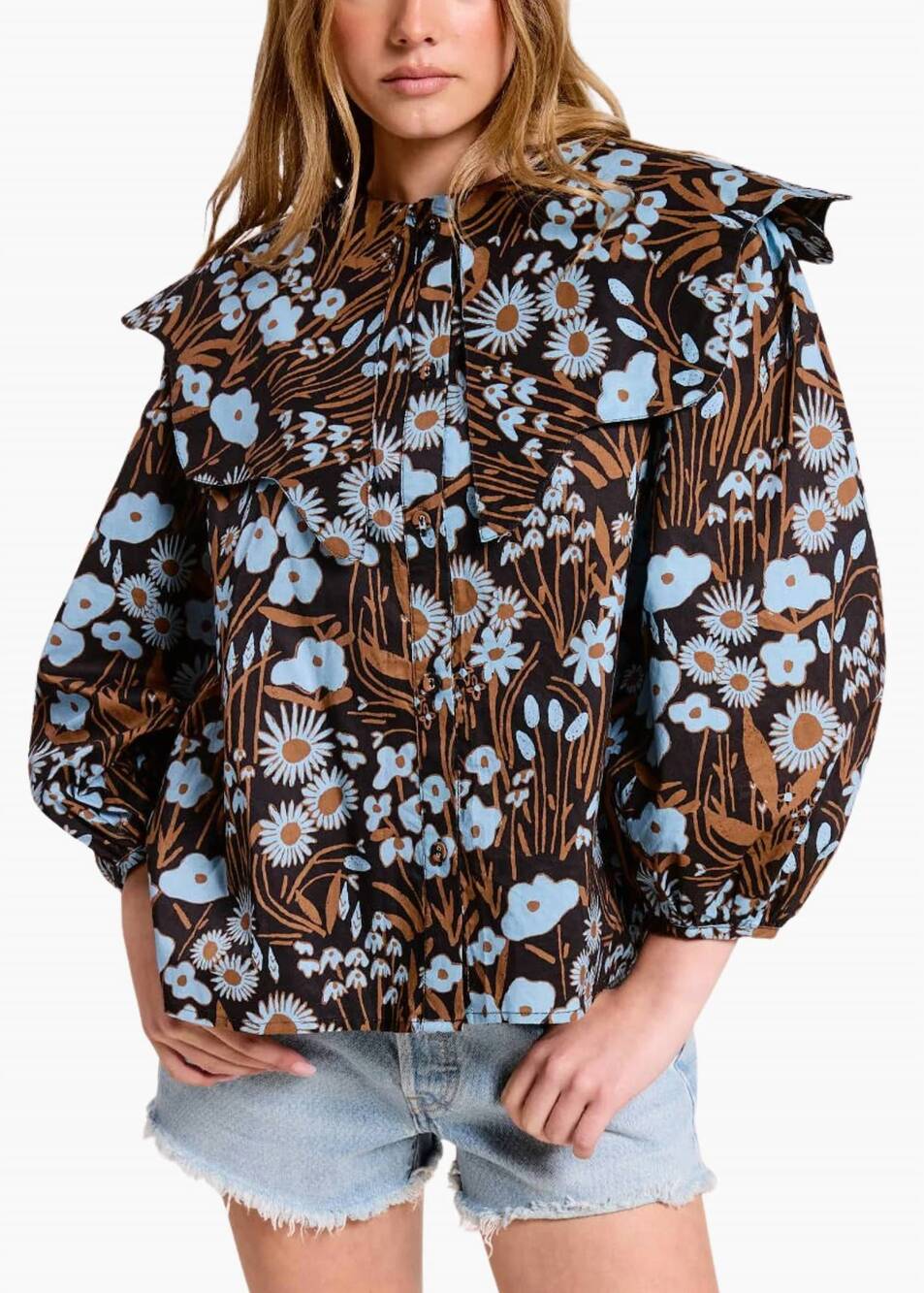 NEW ULTRAMARINE elowen statement blouse in midnight
